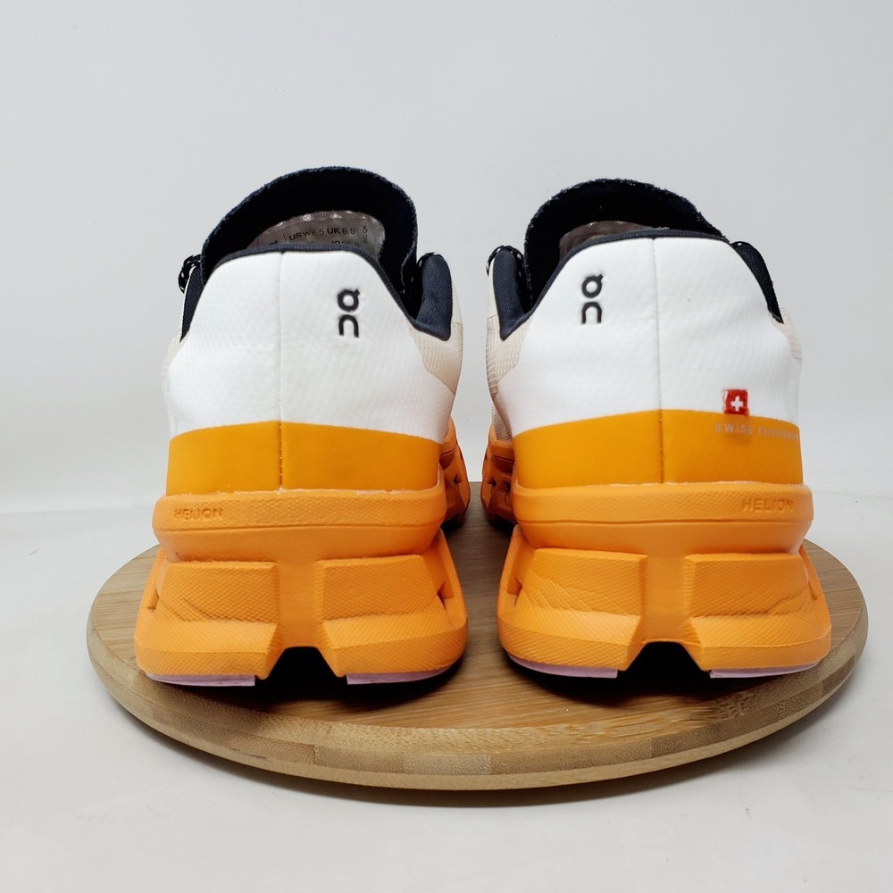 On Cloudmonster Shoes Womens 8.5 Off White Orange Cushion Comfort Sneaker - Picture 8 of 16